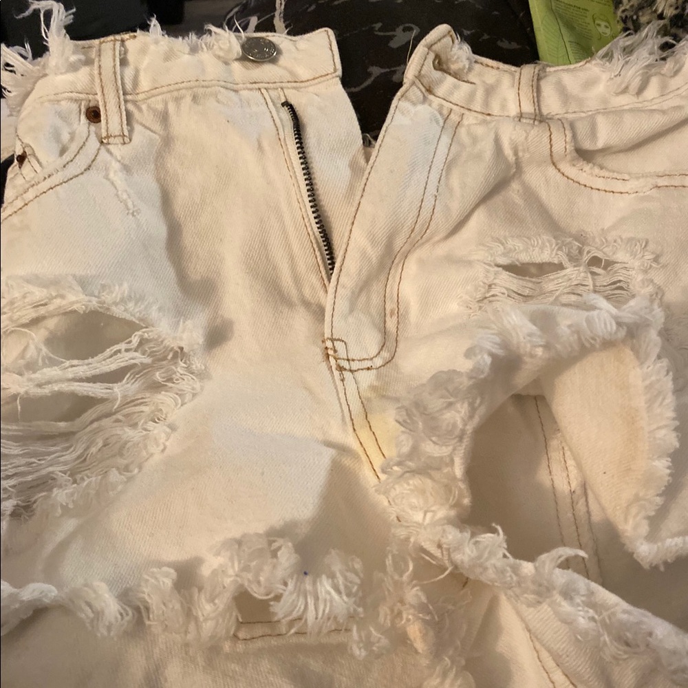 White jean shorts